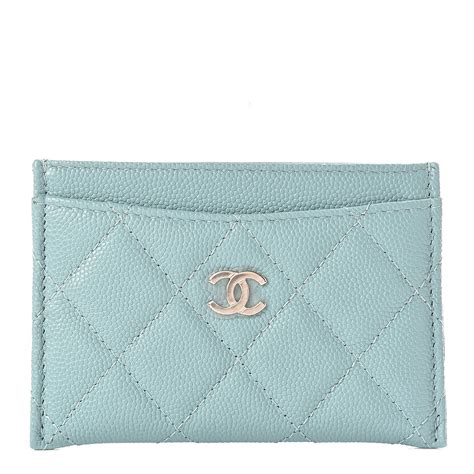chanel card holder blue